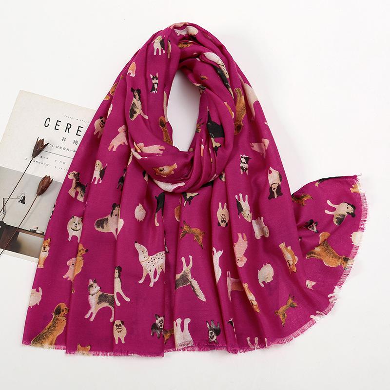 Dachshund Dog Cat Pattern Fringe Viscose Shawl Scarf Women Print Soft Versatile Coldproof Scarfs And Wraps Pashmina Muslim Hijab