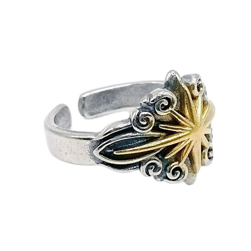 Adjustable Open Ring Men Women Copper Hexagram Star Retro Hip Hop Jewelry Accessory