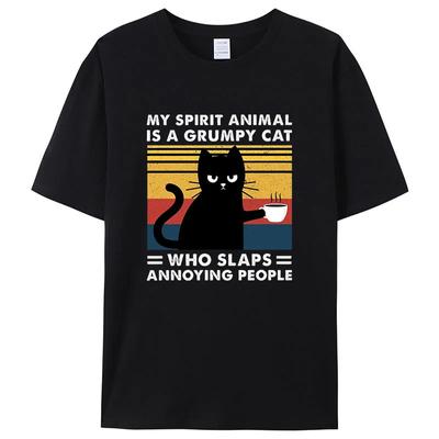 Black Cat I’m Not Arguing Graphic T Shirts Funny Cat Coffee T Shirts Oversize Tops Fashion Harajuku T-shirts Men Tees
