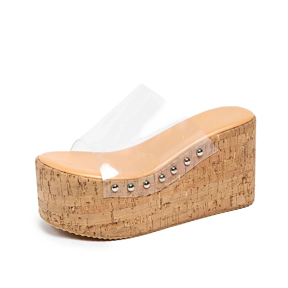 Moda 2025 Lato Nowe Nity Grube Koturny Platformowe Kobiety Klapki Sandały Punk Gruba Podeszwa Klapki Sandały Wysokie Obcasy Sandales Femmes