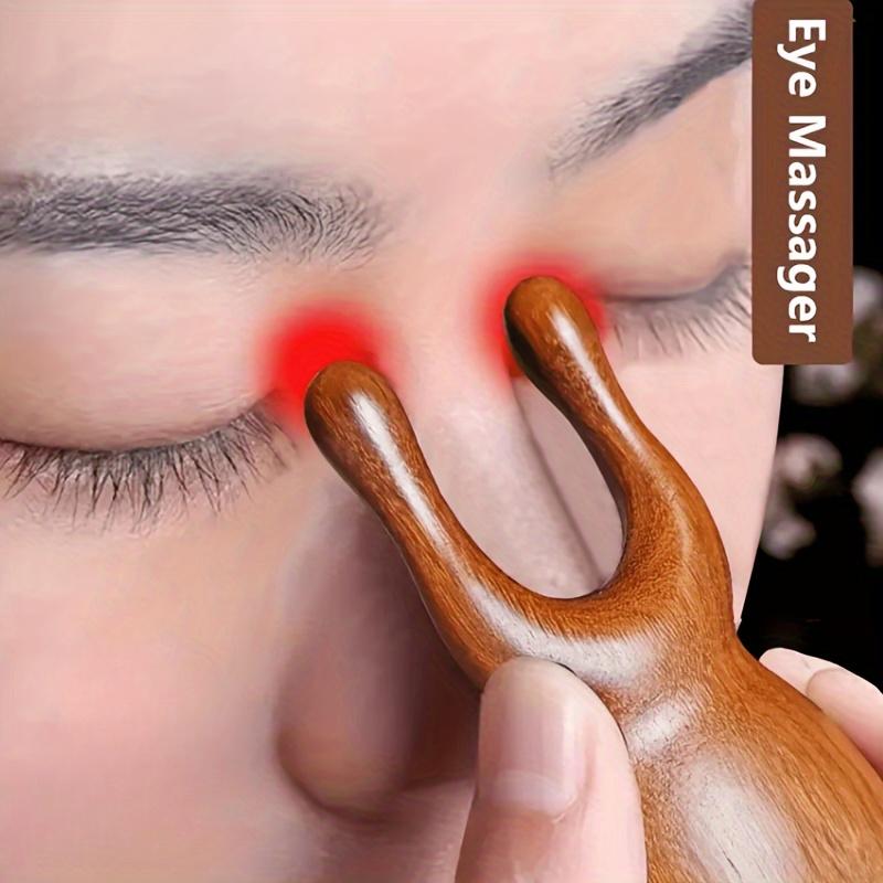 2PCS Facial Massage Tool, Unscented Manual Eye Relief Massager, Eco-Friendly Peach Wood Color Nasal Bridge/Eyes/Chin/Ear/Face Massage Comb