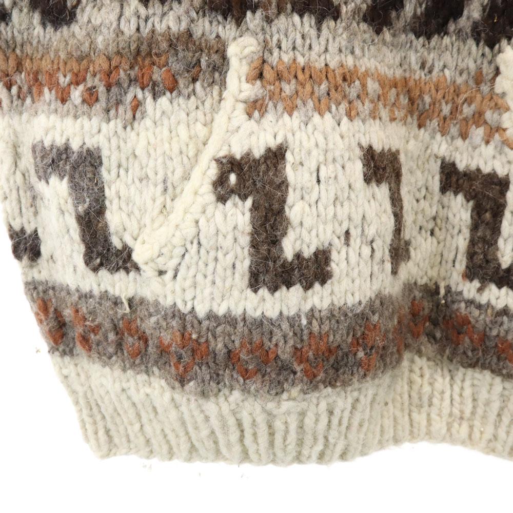 OLD 90s Wool Overall Handle Knit Parker Gray Pullover Sweater Men's Used