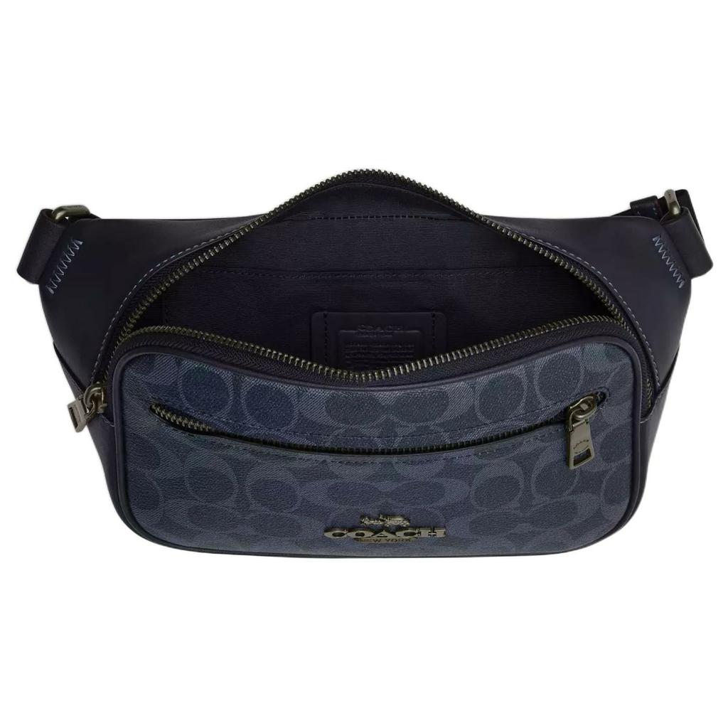 Coach Elias 29 Classic Monogram Zipper Closure Denim Crossbody Waist Bag Large Men Bags Midnight-Navy CU551-QBN2V