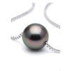 Collier - Pearls &amp; Colors - Perle de Culture de Tahiti Ronde - Argent 925 - Qualité A+ - Femme