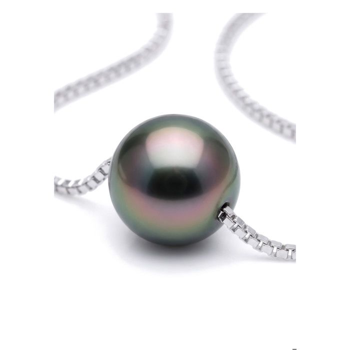 Collier - Pearls & Colors - Perle de Culture de Tahiti Ronde - Argent 925 - Qualité A+ - Femme