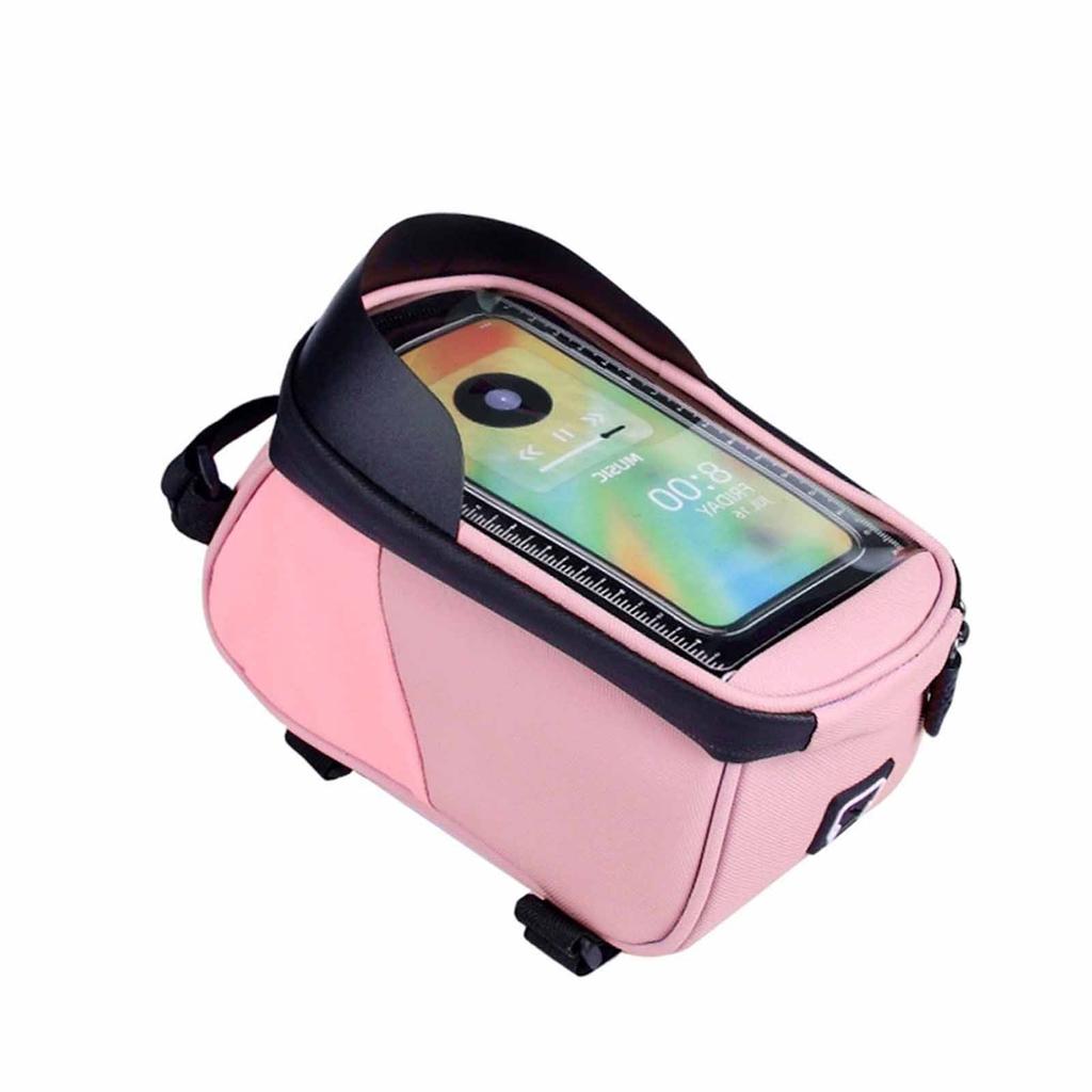 Front Frame Bag – Mountain Bike Upper Tube Saddle Bag, Crossbeam Phone Holder, Cycling Storage & Bike Accessories