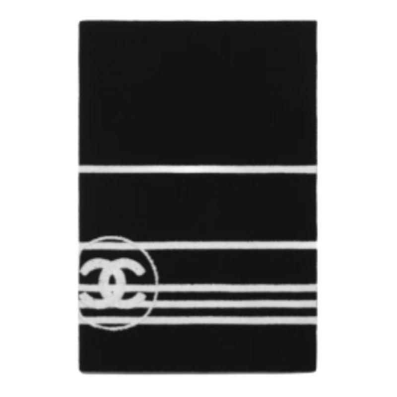 

CHANEL [25S Spring and Summer] Color Blocking Design Cotton Velvet Scarf Unisex Couple Style Black/White чорний