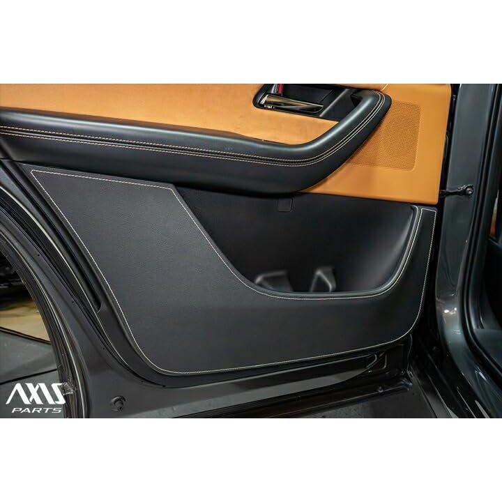 AXIS Door Kick Guard for Mazda CX-80, Flame-Resistant Synthetic Leather Protection Pad, Silver Stitching, Part Kg-mc80-108-sl