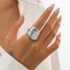 Irregular Metal Pleated Bump Ring Female, Wind Design Square Embossed Open Ring