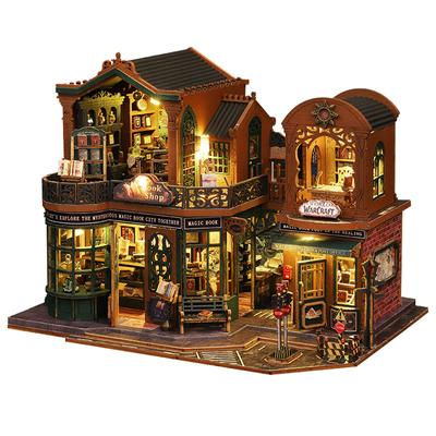 Retro DIY Holzpuzzle Stadt Puppenhäuser Miniaturbausätze mit Möbeln LED-Licht Wohndekoration für Erwachsene handgefertigte Geschenke