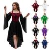 Women's Gothic Off Shoulder Spaghetti Strap Color Chiffon Dress with Butterfly Sleeves and Irregular Hem