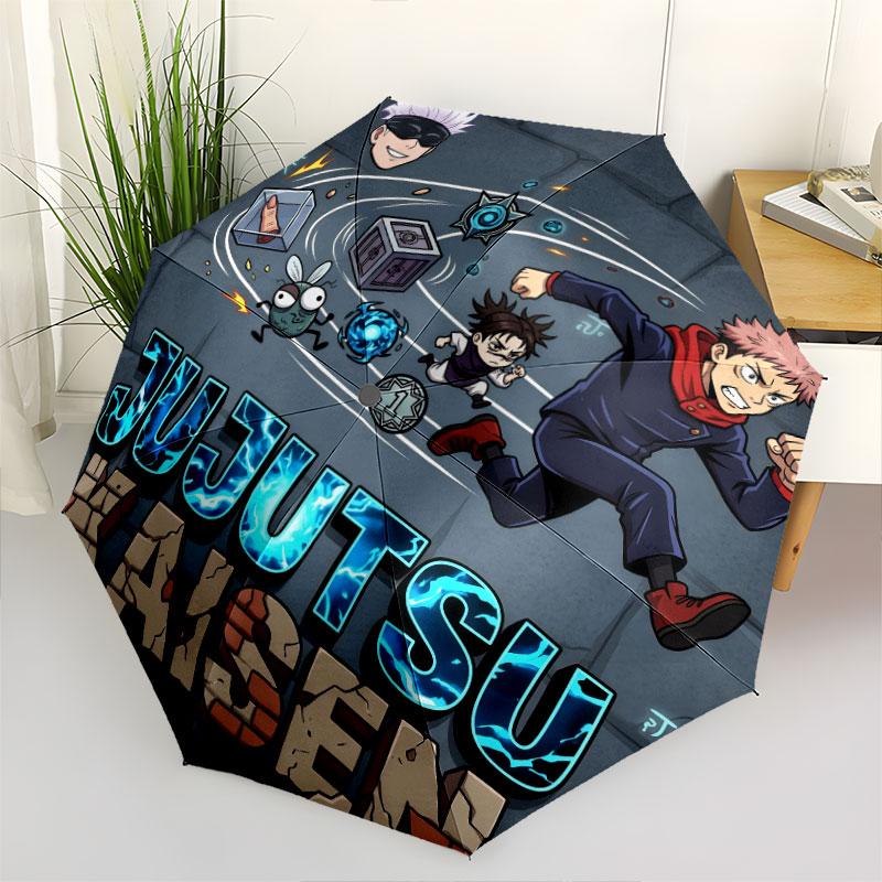 1 PC Automatic Folding Umbrella - Jujutsu Kaisen Pattern Portable Foldable Design With 8 Ribs Christmas Birthday Gifts