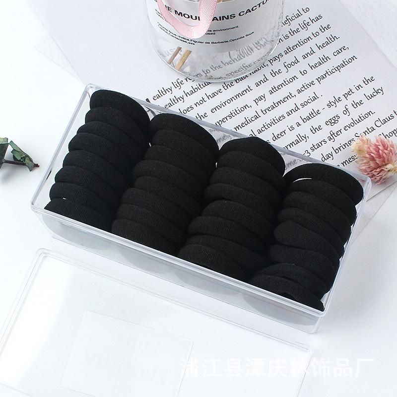 Korean Style Solid Color Hair Ties Set - Simple Flocked Ponytail Holders for Girls