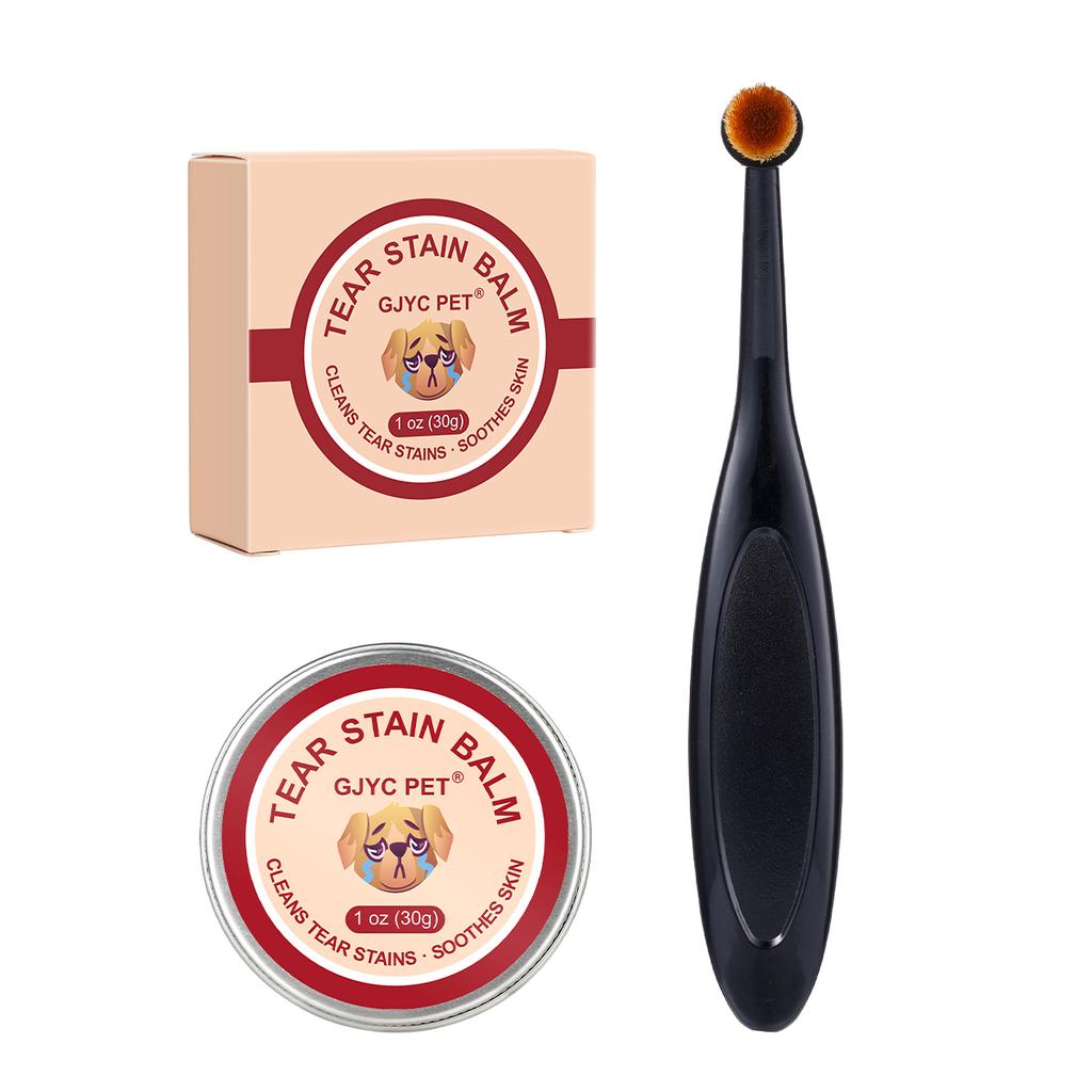 Pet Tear Stain Remover Balm + Brush - Natural Gentle Non-Irritating, Reduces Marks Prevents Pigmentation Keep Dry for Cats Dogs