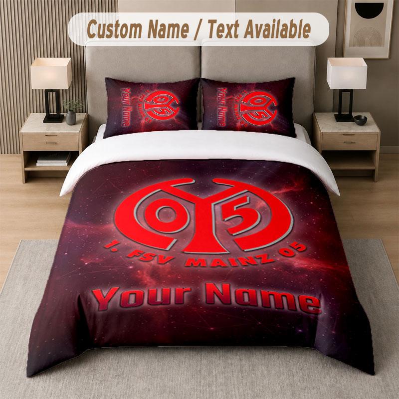 Custom Bedding Set Mainz 05 Pattern, Print Name Text 1 Duvet Cover plus 2 Pillowcases Home Textile