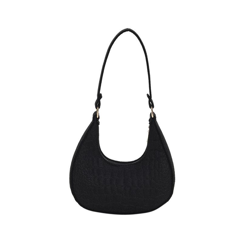 

Stone pattern underarm bag women s new solid color simple crescent bag casual hand shoulder bag чёрный