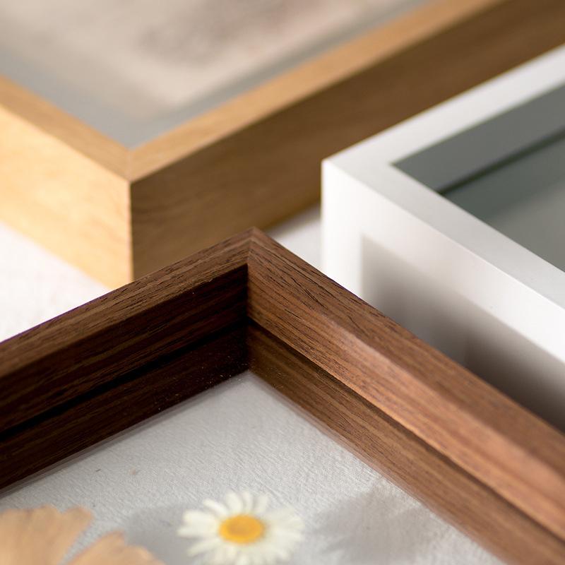 Moldura para Amostra de Madeira com Porta-Retrato de Vidro Real, Porta-Retrato para Foto de Casamento Porta-Retrato Decoração de Mesa para Fotos