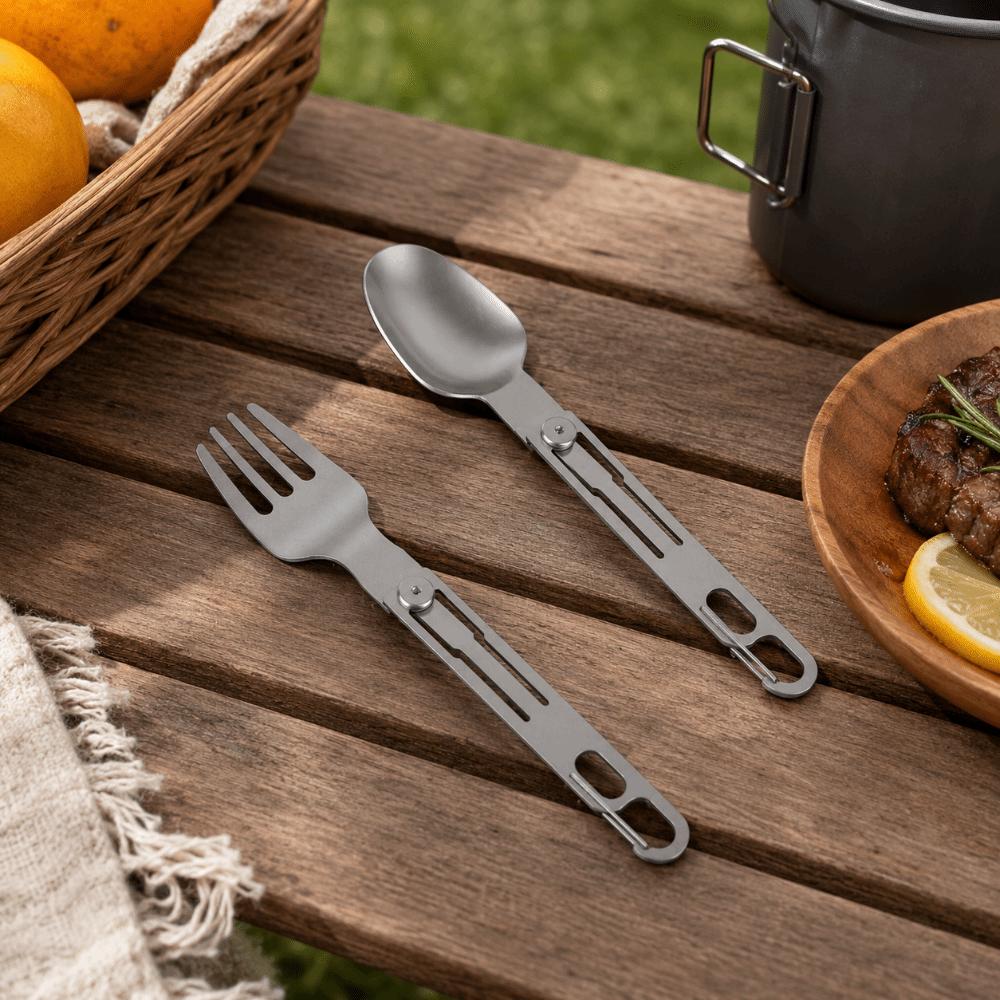 Reusable Folding Fork and Spoon Stainless Steel Travel Folding Spoon Camping Utensils  Camping Trip