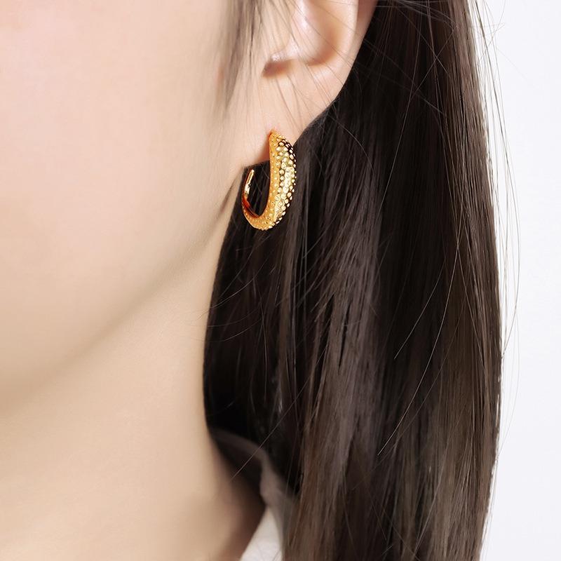 French-inspired Minimalist and Unique Earrings. Women's Stud Earrings, Titanium Steel, 18k Gold Plated Jewelry