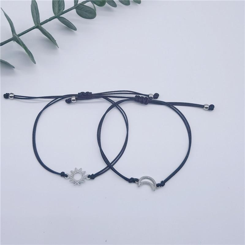 Personalizado 2x para Pulseira Pingente Sol Lua Dia dos Namorados Pulseiras Combinando Pulseira de Casal Joia Presente para Namorada