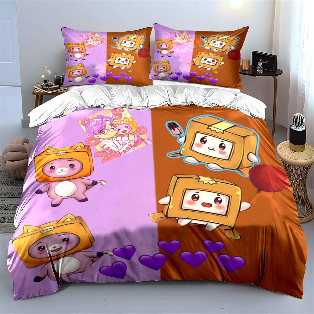 Cute Cartoon Plush Box Print Set Bedding Duvet Cover Set Duvet Cover Pillowcases (1 * Duvet Cover 2 * Pillowcases, without duvet insert)