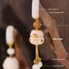 Bodhi Runner Ivory Fruit Tassel with White Jade Lotus Pendant