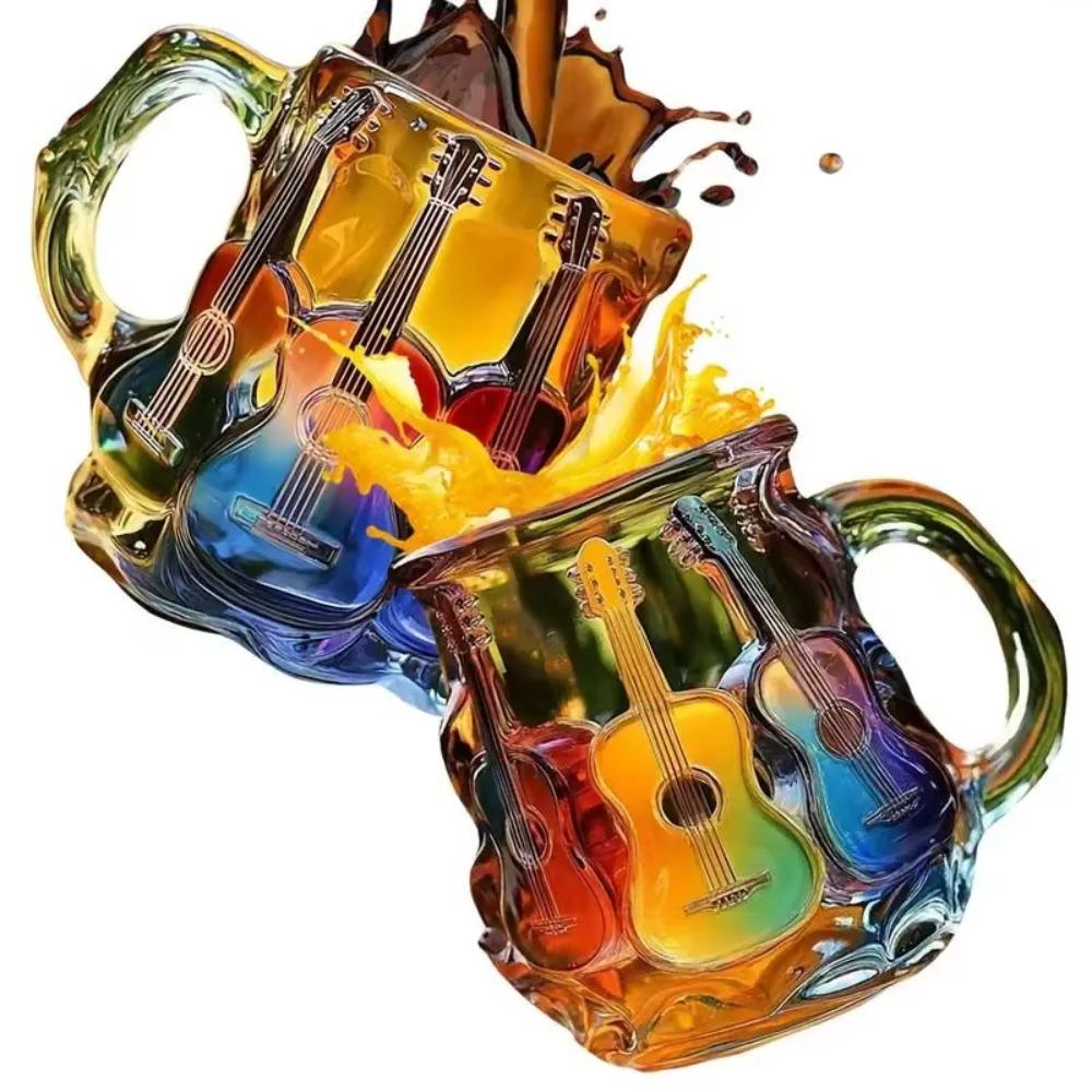 Colorful Painted Guitar Coffee Cup Cartoon Guitar Desk Ornaments Useful Guitar Art Cup  Office