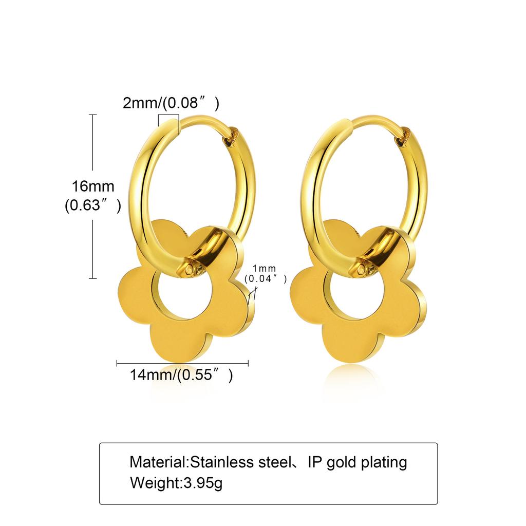 Stainless Steel Earrings Star Heart Flower Twist Pentagram Hollow Earrings Gold Earrings Ladies Jewelry