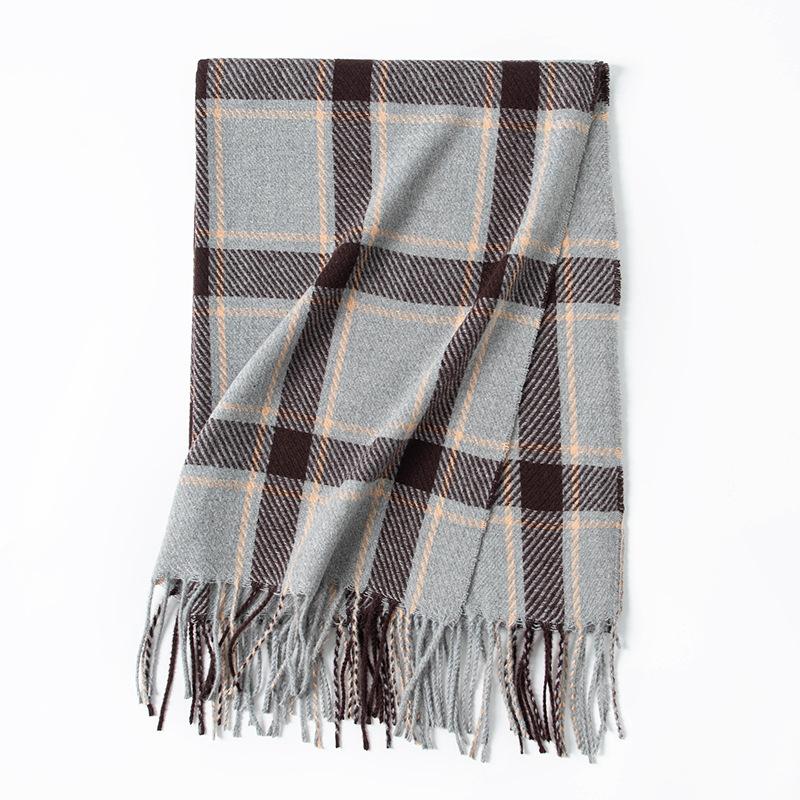 Scarf Female winter student new plaid imitation cashmere warm fringed shawl atmosphere scarf couple