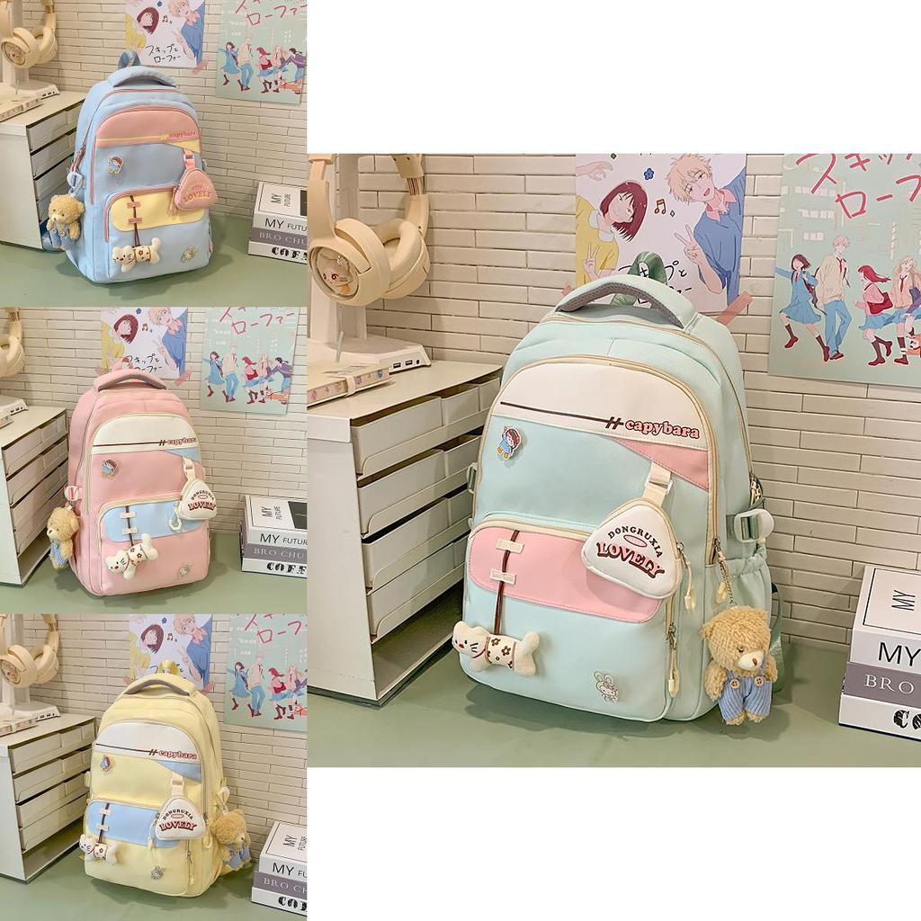 Nylon Casual Travel Backpack For Men And Women With Letter And Rabbit Print Design