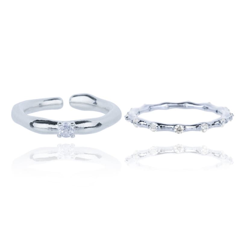 AUGUST ALICE Rough & Bone Ring Set_Silver