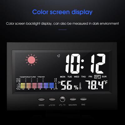 8082T Digital Clock Weather Forecast Perpetual Calendar LED Color Screen Humidity Temperature Display Wake Up Clock for Home