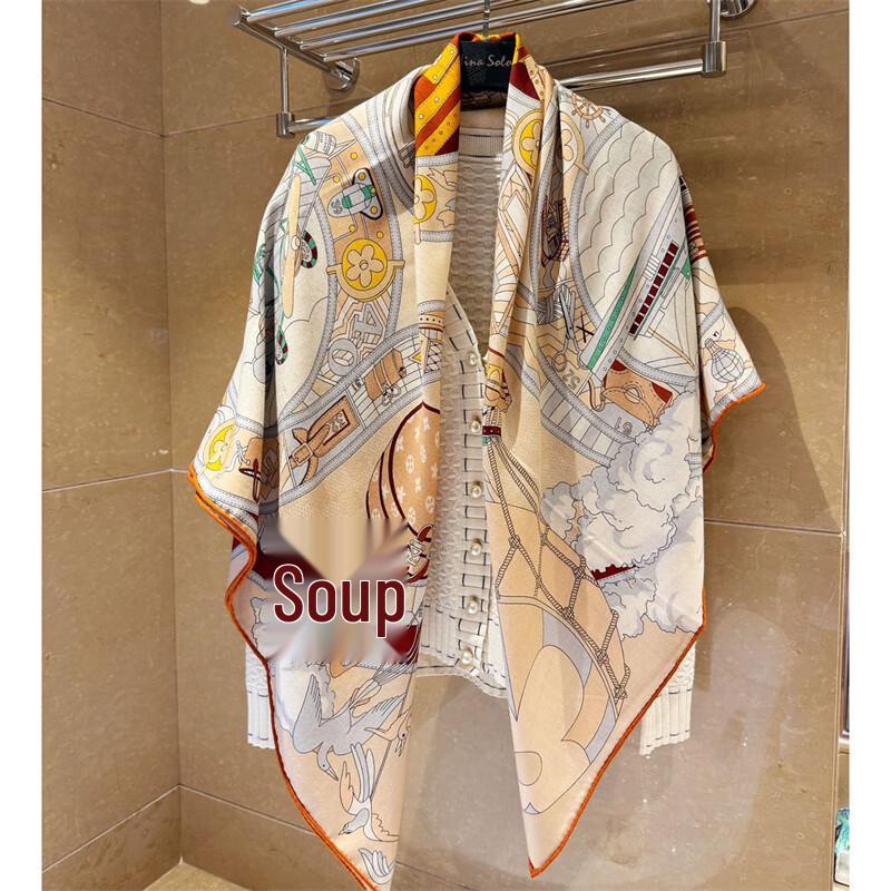 NINA SOLOR Signature Monogram Lamb Wool Square Scarf