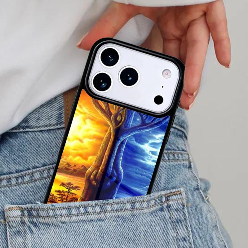 Day Night Tree Phone Case for iPhone 16e 15 14 13 12 17 Pro Max Plus Air 17pro Cover Coque