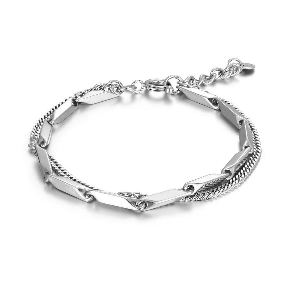 

IMI Unisex Titanium Steel Minimalist Bracelet YL606 Bracelet Length 17CM + 3CM Extension Chain