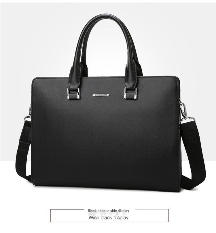 Men's PVC Horizontal Business Casual Briefcase - Large Capacity Laptop & Document Bag