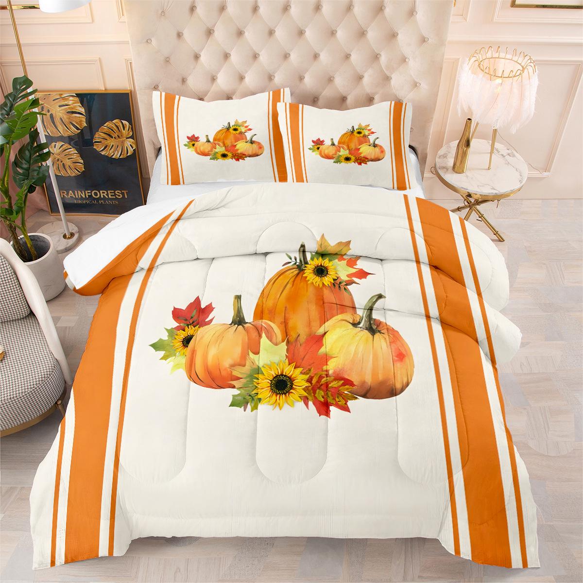Digital Printing Fat Quilt Home Textile Feather Silk Cotton Bedding Three-piece Quilt Cover Set 140*200cm