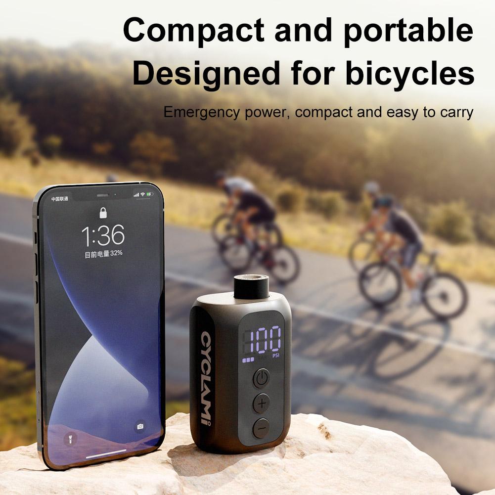 100PSI Mini Portable Air Pump USB Rechargeable Cordless Bicycle Tire Inflator Presta Schrader Valve Pump MTB Bike Accessories