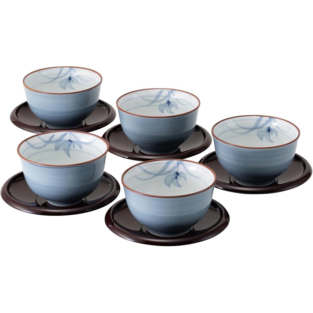 

Nishikai Toki Hasami Yaki Gray Orchid Tea Cup Set 5 Pieces 175ml Microwave Dishwasher Safe Japan Made