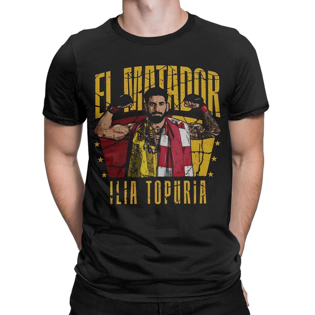 Ilia Topuria El Matador T-Shirt for Men Boxer Jiu Jitsu Combat Funny Cotton Tees Crew Neck Short Sleeve T Shirt Gift Clothing