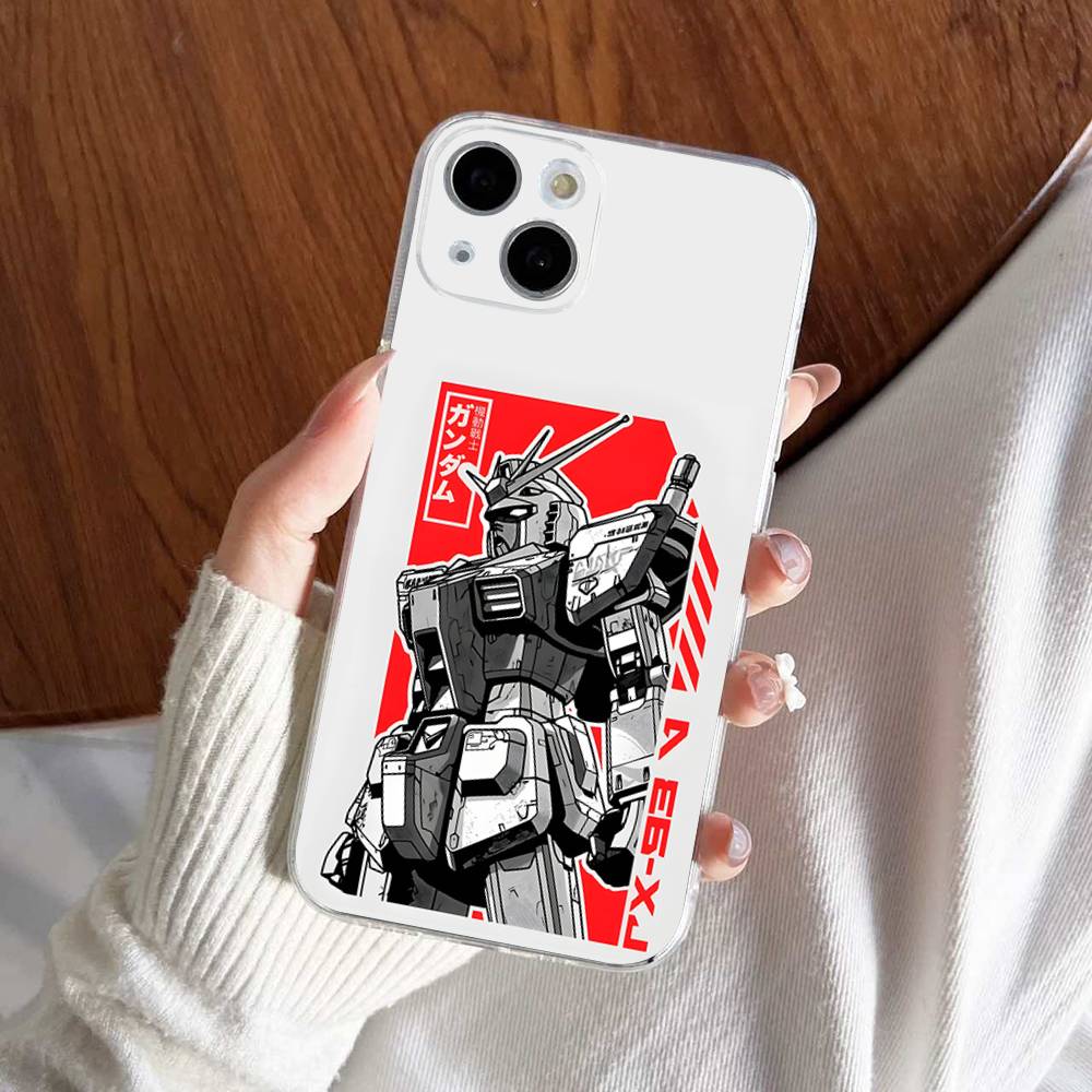 Cartoon G-Gundams Transparent Phone Case For IPhone 16 15 14 13 12 11 Pro Max Plus Soft Cover