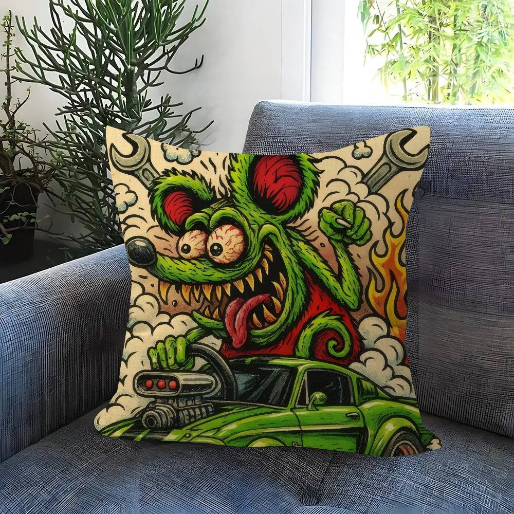 Personalized Pillow Cover Kids Bedroom Wild Party Decor Pillowcase Kid Birthday Shower Gift Anime Rat Fink Printed