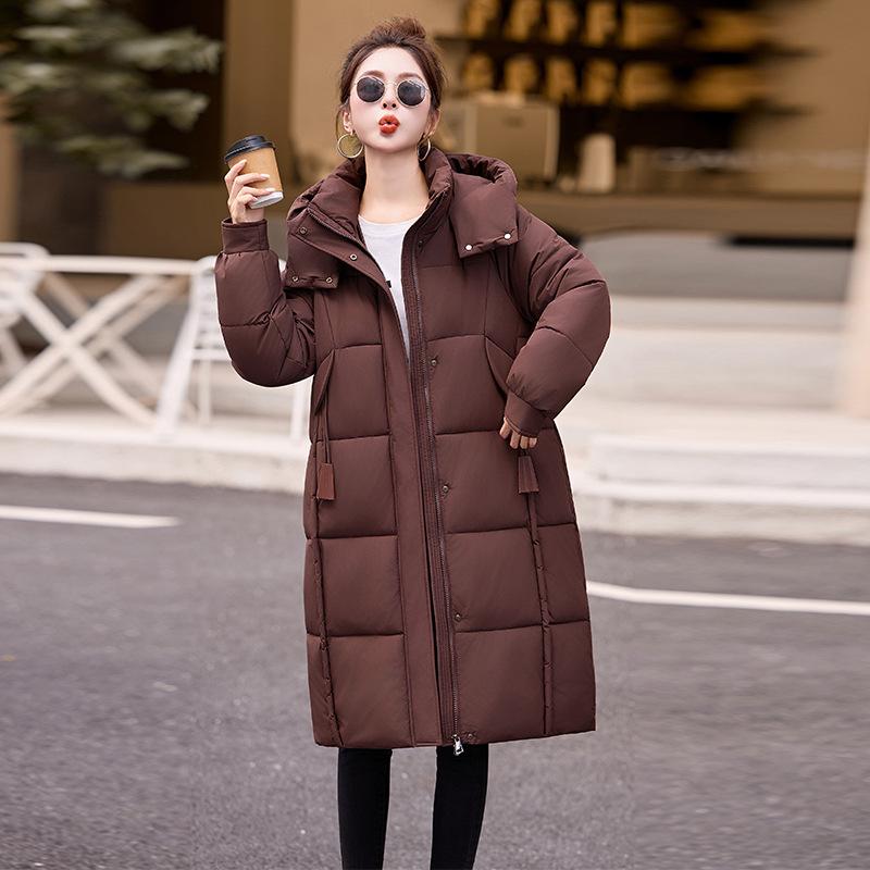 New cotton clothes women's winter medium and long over the knee fashion hooded temperament thickened warm jacket