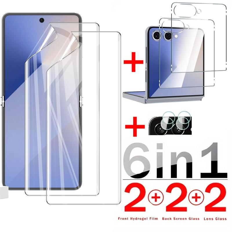 

[2+2+2] 6 в 1 HD Закаленное стекло Защитная пленка для внешнего экрана + Мягкая гибкая ТПУ Защитная пленка для экрана для Samsung Galaxy Z Flip 7 6 Защитная пленка для камеры Flip7 Flip6 5G Flip 7 белый