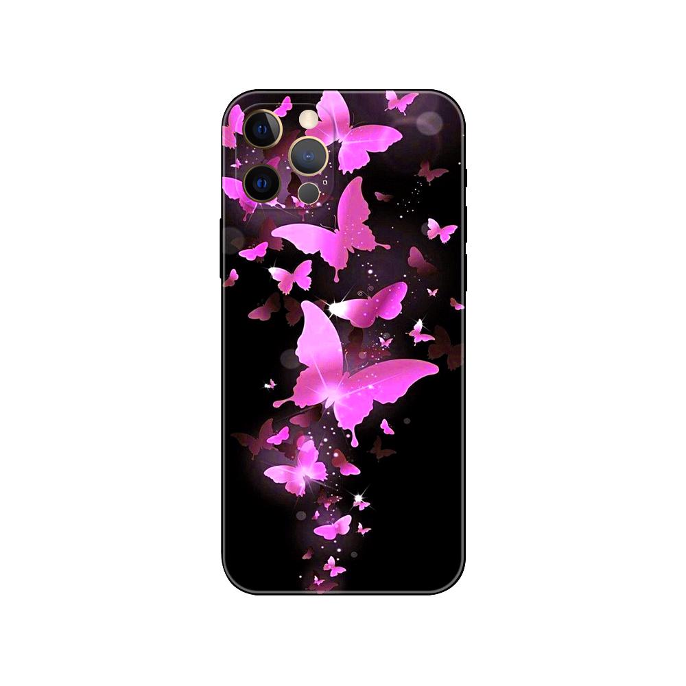 

Butterfly Flower phone case for iphone 5 5s 2020se 6 6s 7 8 plus x 10 XR XS 11 12 13 mini pro MAX black tpu back cover iphone 13pro MAX