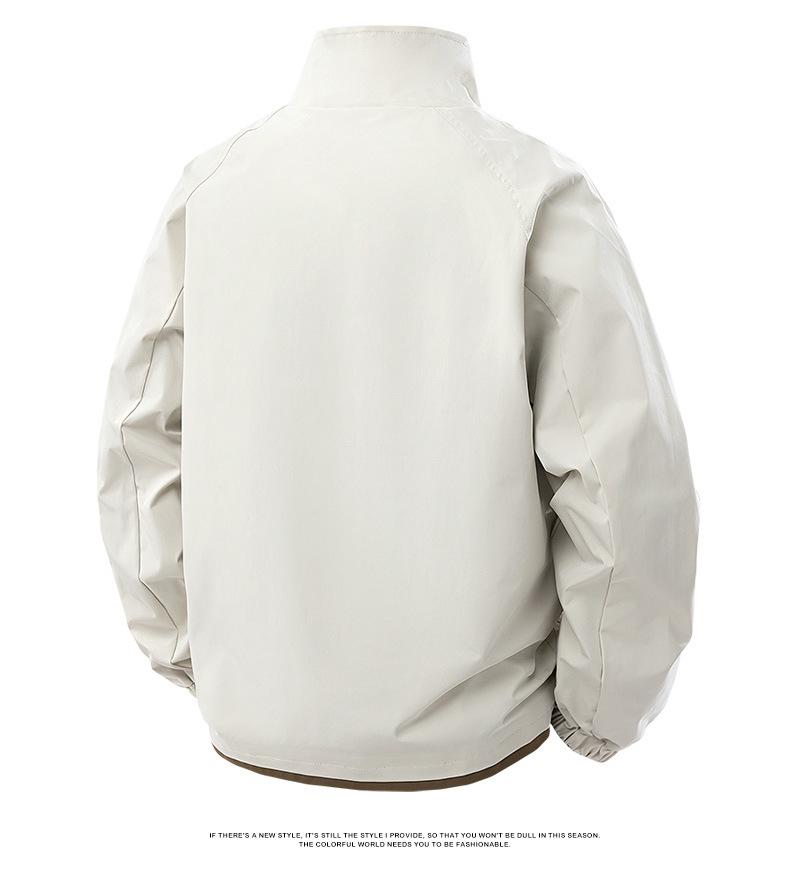 Men's Versatile Casual Stand Collar Jacket - 2025 Spring/Autumn, Loose Fit, Plus Size, Trendy Waterproof Workwear.