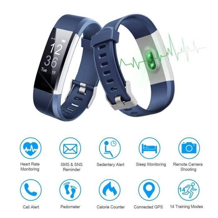 Montre Connectée - ID115 - ID115 Smartwatch - Bleu - 14 Modes De Sport - Cardiofréquencemètre