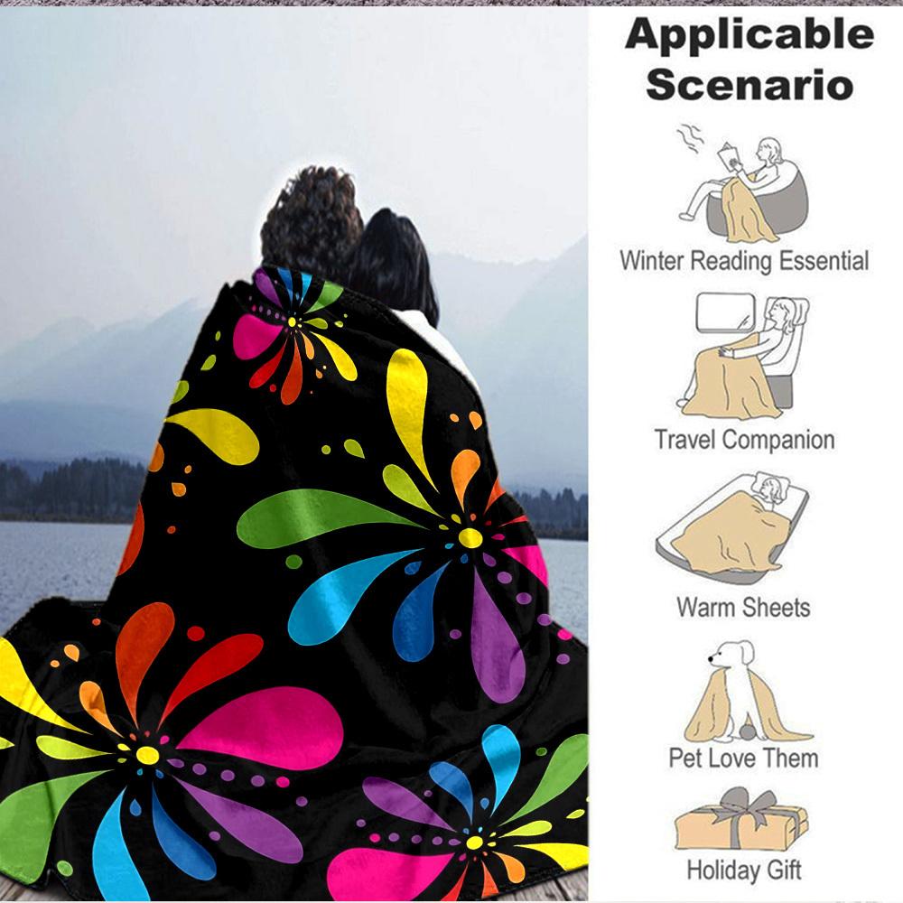 1pc Colorful Floral Pattern Blanket Warm, Cozy, And Soft, Suitable for Sofas, Beds, Cars, And Office Use.Perfect for Camping And Travel, Making It a G