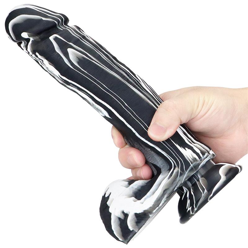 Simulation Liquid Silicone Phallus Sucker Oversized Super Soft Thick Black Female Big Penis Soft Sex Props Masturbation Stick