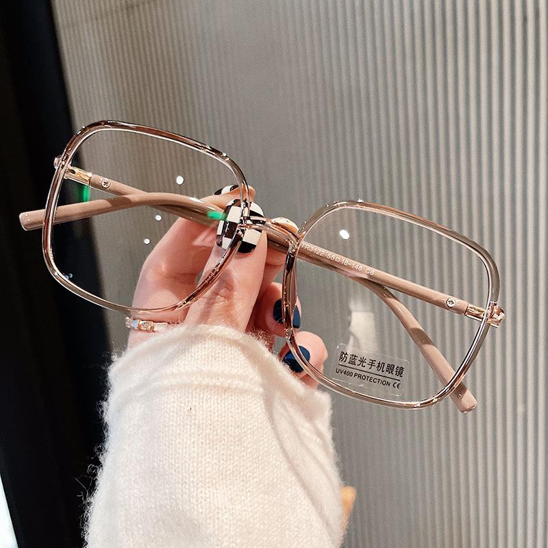 Korean Stylish Female Eye Glasses Big Size Square Shaped Shape Eye Glasses Frames for For Men Blue Light Blocking Decorative Glasses